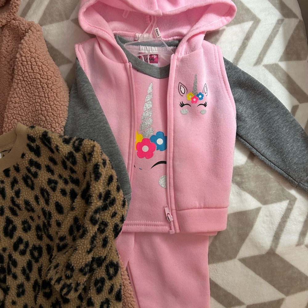 18 Month Girls cold weather Fall, Winter Bundle with Hoodies and Sweater outfits - Picture 5 of 11